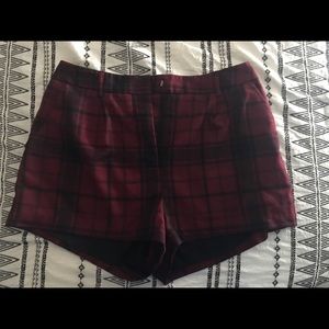 Beautiful red plaid high waisted shorts